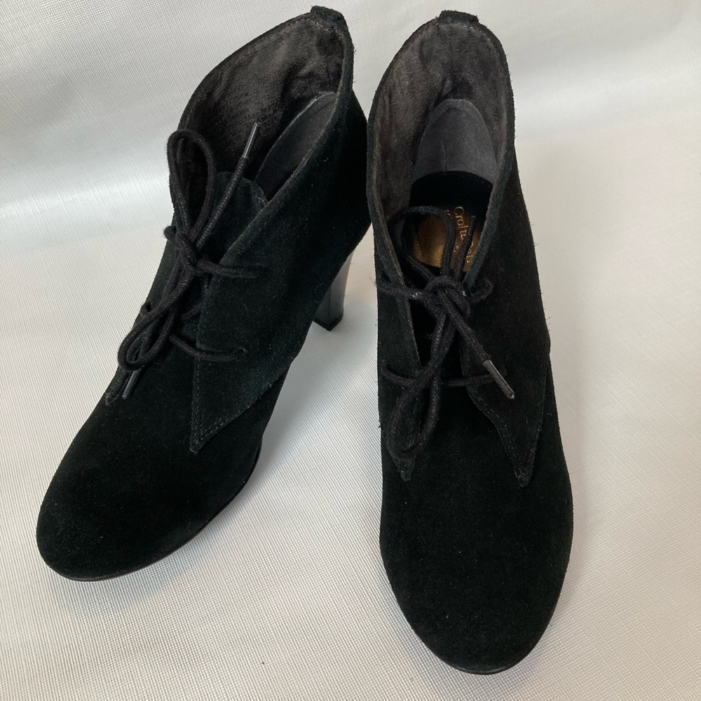 Genuine suede black platform ankle boots. Size 7. Brand new.